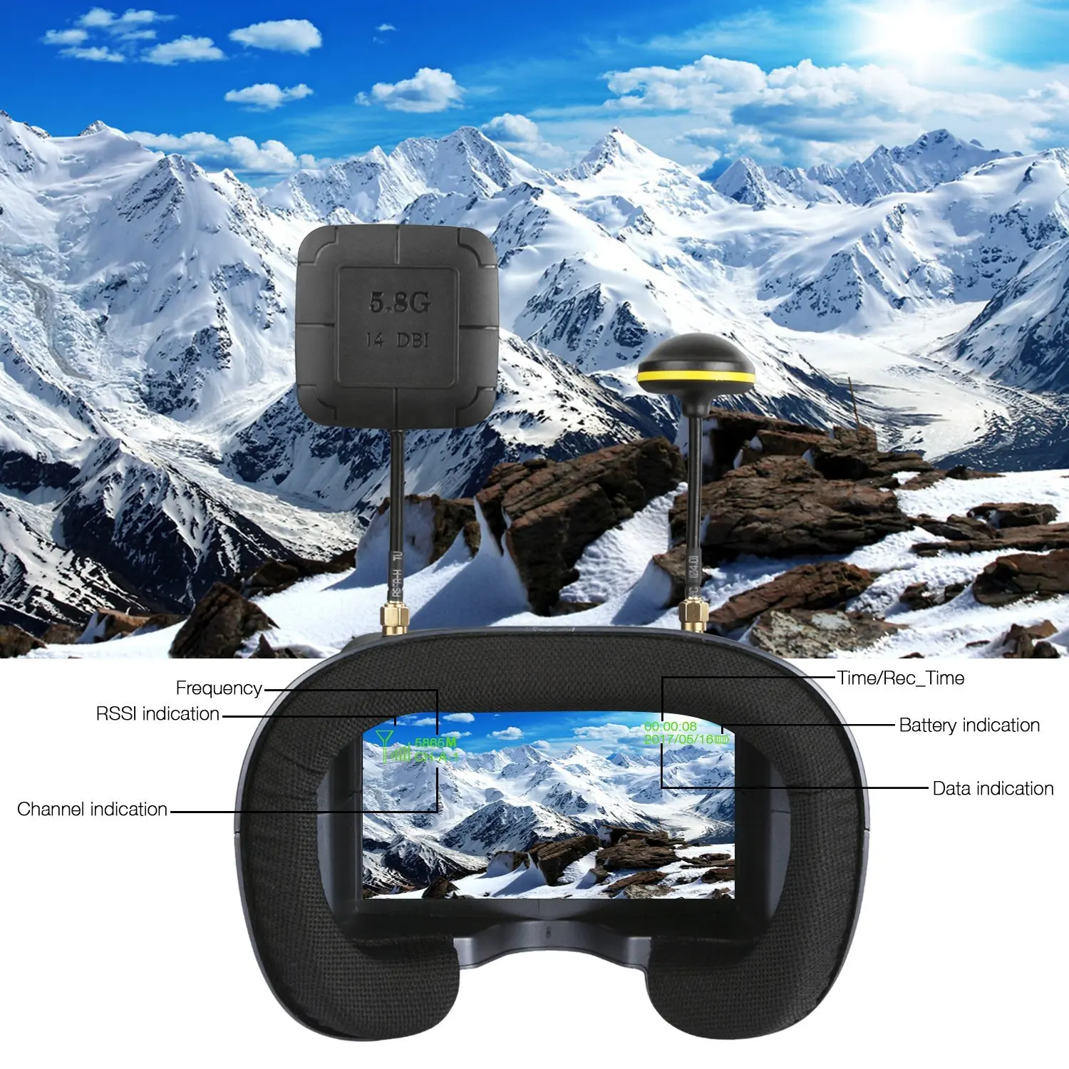5.8G 40CH 4.3 Inch 800*480 Vid - Fpv Goggles Headset recensione e prezzo