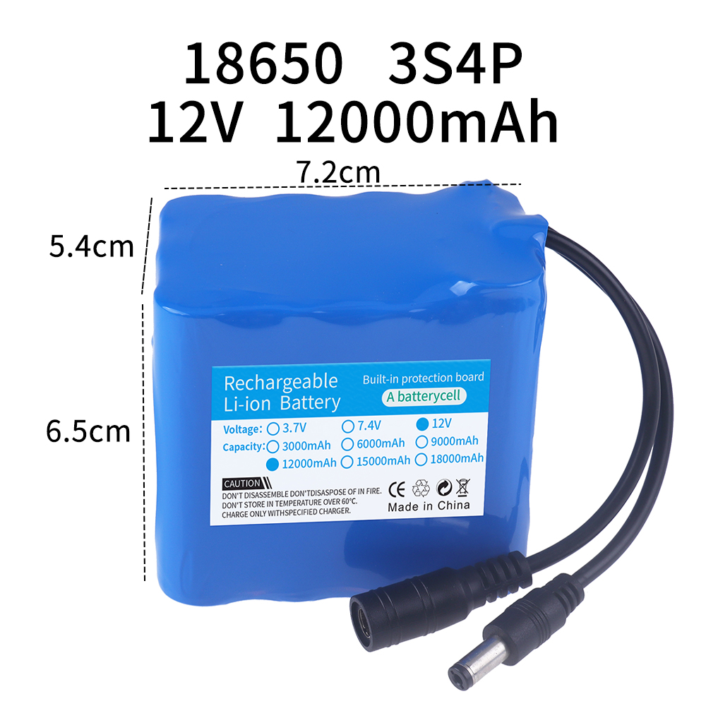 12V 12000mah Battery 3S4P Real - Lipo Battery Charger recensione e prezzo